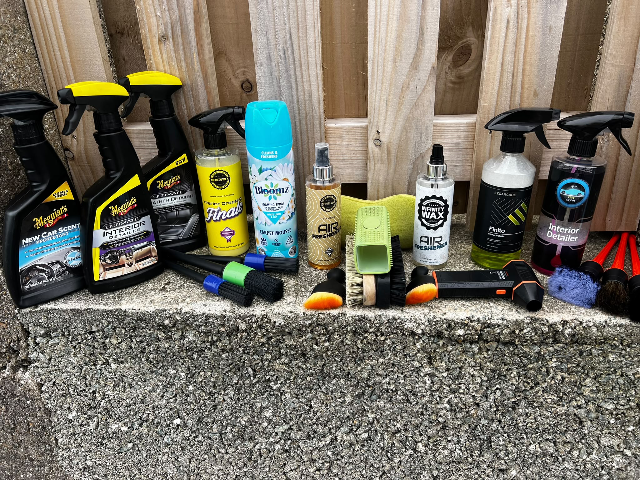 Interior detailing products and brushes